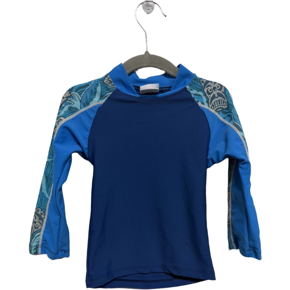 Tuga Sunwear Boys Rash Guard Blue Tribal Print UPF 50+ Swim Shirt 12-18M